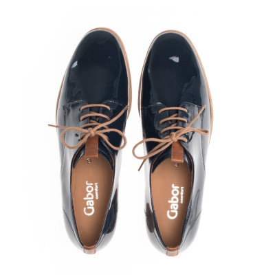 Gabor 42.065.96 blauw lak veterschoentje bij Krisman & Westeneng
