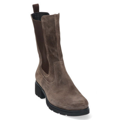 Durea laarsje blokhak wijdte K taupe suede 9789  bij Krisman&Westeneng