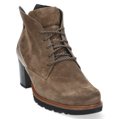 Durea veterlaarsje op hak taupe suede wijdte H 9777 bij Krisman