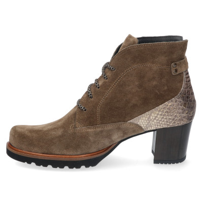 Durea veterlaarsje op hak taupe suede wijdte H 9777 bij Krisman