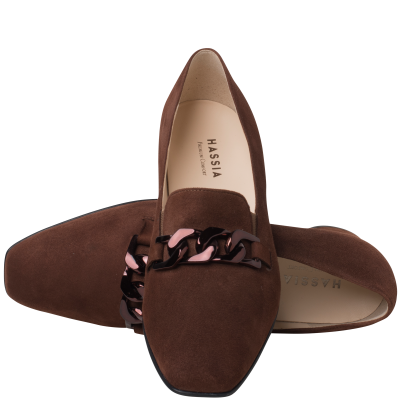Hassia bruin suede pump H-wijdte bij Krisman&Westeneng