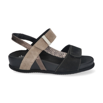 Durea sandaal zwart/taupe wijdte H 7418 bij Krisman&Westeneng