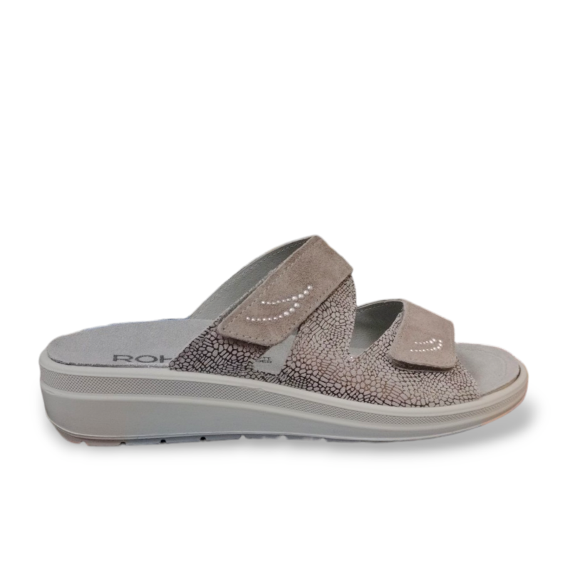 Rohde damesslipper grijs met klittenband | Krisman&Westeneng schoenen
