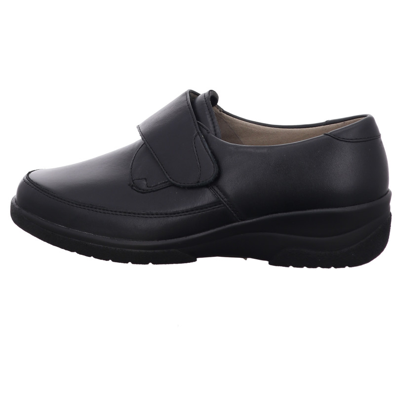 Solidus klittenbandschoenzwart stretchleer | 23582 Hedda | extra soft
