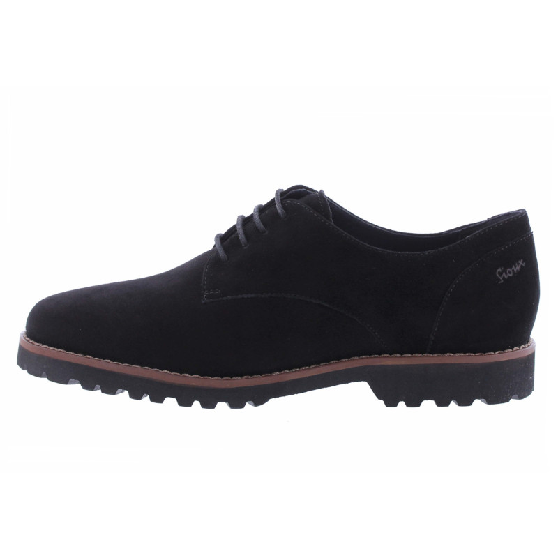 Sioux Meredith H wijdte 65087 Zwart suede veterschoen