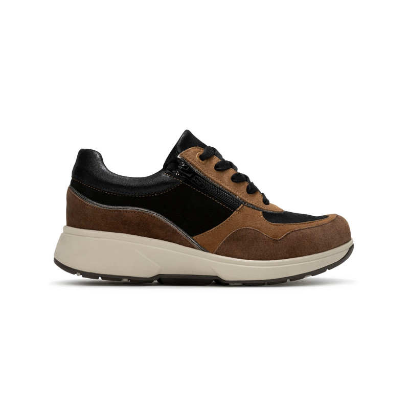 Xsensible Stretchwalker sneaker dark brown Lima bij Krisman&Westeneng