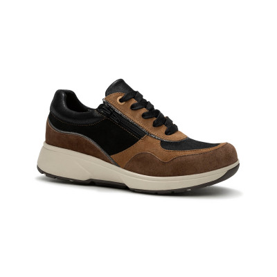Xsensible Stretchwalker sneaker dark brown Lima bij Krisman&Westeneng