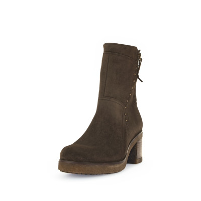 Gabor G-wijdte korte laars op hak dreamvelour en brown 52.853.43 bij Krisman&Westeneng